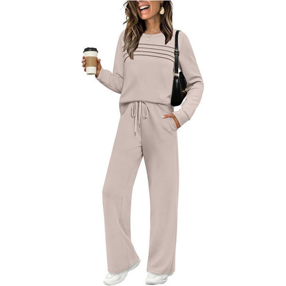 🔥SISTE DAG 50% RABATT👚Dametopp med rund hals og bukser med snøring