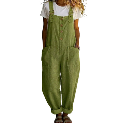 🔥50 % rabatt – kun for en begrenset tid!👖Dameoverall med løs passform og knapper foran