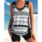 💥Sommersalg 50% RABATT🏝️🩱Tankini-sett med magekontroll og innebygd BH for kvinner – Flatterende boho-badedrakt med shorts